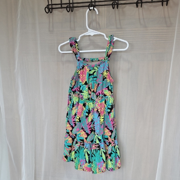 Cat & Jack Tropical Leaf Tiered Sundress - Turquoise, Pink, Yellow, Green - Picture 5 of 5